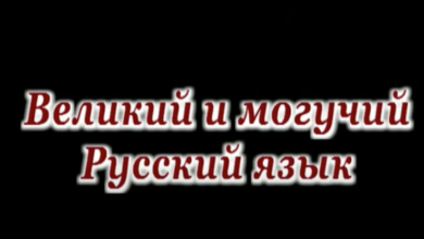 Une capture d'écran de la chaîne YouTube de l’humoriste Sergey Larin sur laquelle on peut lire « великий и могучий русский язык » – ou la « grande et puissante langue russe ».