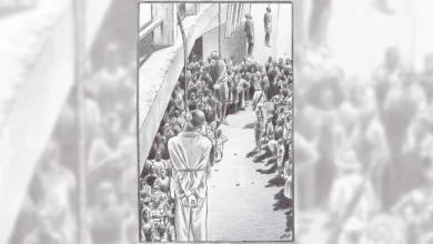 La pendaison du 25 janvier 1971 à Conakry, en Guinée, d'après une photo d'époque. © KHP. Source: